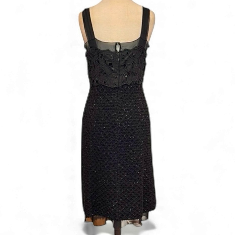 St. John Evening Couture Black Sequined Lace Sleeveless Sheath Dress Size 6 - Picture 3 of 14